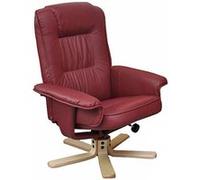 Fauteuil de télé M56, fauteuil de relaxation sans tabouret, similicuir bordeaux