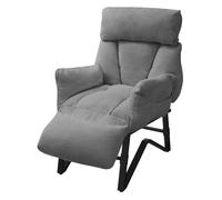ML-Design Fauteuil Relax Gris en Lin, Structure d'acier, Dossier Repose-Pied et Accoudoirs Réglables, Siège Inclinable Rembourré, Coussins Confortables, Chaise Longue Lecture avec Poches Latérales