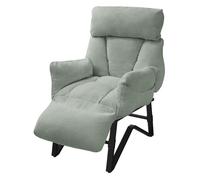 ML-Design Fauteuil Relax Gris-Vert en Lin, Structure Acier, Dossier Repose-Pied et Accoudoirs Réglables, Siège Inclinable Rembourré, Coussins Confortables, Chaise Longue Lecture avec Poches Latérales