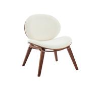 Fauteuil relax décor bois courbé placage effet noyer et bouclette texturée