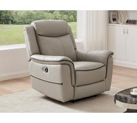 Fauteuil relax électrique en cuir gris clair ADELIO