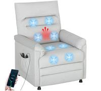 Fauteuil relax électrique - HOMCOM - massant et chauffant - dossier inclinable et repose-pieds - velours - 82x99x106cm - gris clair