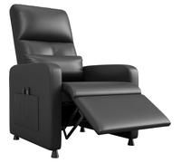 Fauteuil relax électrique massant chauffant | Dossier & repose-pieds réglables, similicuir, accoudoirs larges, poche latérale - Noir