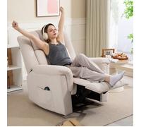 Fauteuil relax électrique massant et chauffant, fauteuil inclinable, dossier réglable manuellement, 85x91x104cm, beige