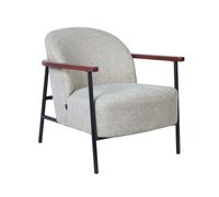 Fauteuil relax en acier, bois et tissu beige - Oviala