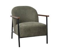 Fauteuil relax en acier, bois et tissu vert foncé - Oviala