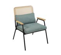 Fauteuil relax en acier, rotin synthétique et tissu vert - Oviala