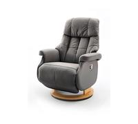 Fauteuil relax en cuir coloris Gris foncé / naturel - 77 x 111 x 86 cm --
