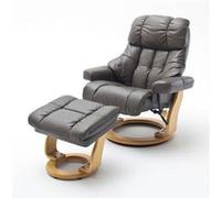 Fauteuil relax en cuir coloris gris foncé / naturel - 97 x 110 x 92 cm --