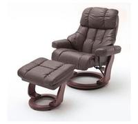 Fauteuil relax en cuir coloris marron / noyer - 97 x 110 x 92 cm -PEGANE- marron / noyer G
