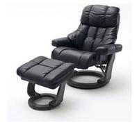 Fauteuil relax en cuir coloris noir - 97 x 110 x 92 cm -PEGANE- noir / naturel G
