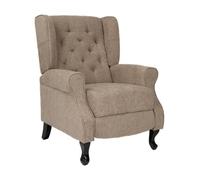 Fauteuil relax en tissu BERGERE Inclinable avec repose-pieds Marron