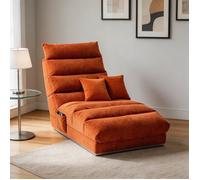 Fauteuil relax et massant - Fixe - Lin orange - Vibrations douces - Support corporel intégral