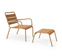 Fauteuil relax et repose pied en métal Caramel Palavas, Oviala