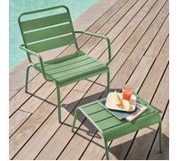 Fauteuil relax et repose pied en métal vert cactus Palavas, Oviala