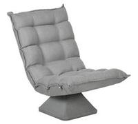 HOMCOM Fauteuil de Sol Paresseux Fauteuil Relax Design capitonné Inclinaison Dossier réglable pivotant 360° revêtement Lin Gris Clair