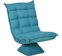 HOMCOM Fauteuil de Sol Paresseux Fauteuil Relax Design capitonné Inclinaison Dossier réglable pivotant 360° revêtement Lin Bleu