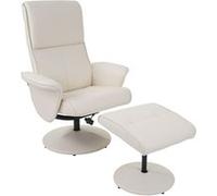 Fauteuil Relax Helsinki, Fauteuil De Télévision Avec Tabouret Similicuir, Crème Multicolore