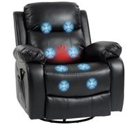 Fauteuil relax HOMCOM avec fonction massage, fauteuil TV électrique avec 8 points de vibration, fonction chauffage, fonction balancelle, fauteuil inclinable pivotant avec télécommande et poche