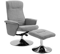 Fauteuil relax - HOMCOM - relaxation inclinable 135° pivotant 360° avec repose-pieds salon - tissu - gris