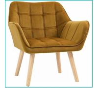 Fauteuil Relax - HOMCOM - Style Scandinave Velouté Jaune - Stable Métal/Hêtre