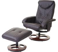 Fauteuil relax HWC-C46, Fauteuil TV avec pouf, similicuir ~ brun