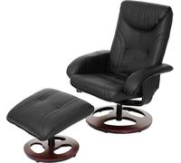 Fauteuil relax HWC-C46, Fauteuil TV avec pouf, similicuir ~ noir
