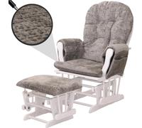 Fauteuil relax HWC-C76, fauteuil à bascule Fauteuil à bascule avec pouf Tissu Chenille (465g/m²) Öko-Tex ~ gris clair, piètement blanc