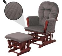 Fauteuil relax HWC-C76, fauteuil à bascule Fauteuil à bascule avec pouf Tissu Cord 320g/m² Öko-Tex ~ gris foncé Bâti foncé