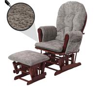 Fauteuil Relax Hwc-C76, Fauteuil À Bascule Fauteuil À Bascule Avec Pouf Tissu/Textile Chenille (465g/M²) Gris Clair, Piétement Foncé Gris