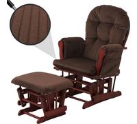 Fauteuil relax HWC-C76, fauteuil à bascule Fauteuil à bascule avec pouf Tissu velours côtelé 320g/m² Öko-Tex ~ brun Châssis foncé
