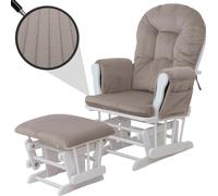 Fauteuil relax HWC-C76, fauteuil à bascule Fauteuil oscillant avec pouf Tissu Cord 320g/m² Öko-Tex ~ gris clair Bâti blanc