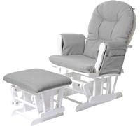 Fauteuil relax HWC-C76, Fauteuil à bascule Fauteuil oscillant avec pouf ~ tissu/textile, gris clair, piètement blanc