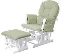 Fauteuil relax HWC-C76, Fauteuil à bascule Fauteuil oscillant avec pouf ~ tissu/textile, vert clair, piètement blanc