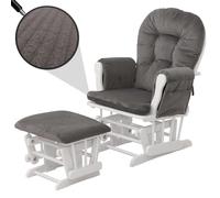 Fauteuil relax HWC-C76, fauteuil à bascule Fauteuil oscillant avec pouf Tissu Velours 320g/m² Öko-Tex gris foncé Bâti blanc Gris