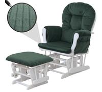 Fauteuil relax HWC-C76, fauteuil à bascule Fauteuil oscillant avec pouf Tissu Velours 320g/m² Öko-Tex vert Bâti blanc Vert
