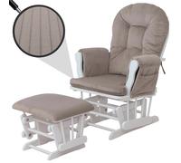 Fauteuil relax HWC-C76, fauteuil à bascule Fauteuil oscillant avec pouf Tissu Velours 320g/m² Öko-Tex gris clair Bâti blanc Blanc