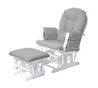 Fauteuil relax HWC-C76 fauteuil à bascule, rocking-chair, tissu gris clair, monture blanche