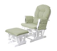 Fauteuil relax HWC-C76 fauteuil à bascule, rocking-chair, tissu vert clair, monture blanche