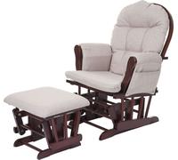 Mendler Fauteuil à Bascule HWC-C76, avec Repose-Pied, Tissu - crème-Gris