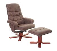 Fauteuil relax HWC-E30, fauteuil de télévision, siège TV avec tabouret imitation de daim, marron