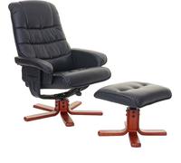 Fauteuil relax HWC-E30, Fauteuil TV Fauteuil TV avec pouf, certifié FSC® ~ Similicuir noir