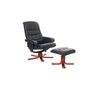 Fauteuil relax HWC-E30 siège TV avec tabouret similicuir noir