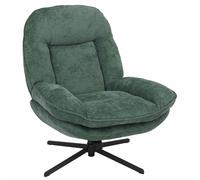 Fauteuil relax HWC-P32, fauteuil TV à suspension Nosag, fauteuil rembourré, pivotant, métal, tissu/textile chenille (370 g/m²) vert