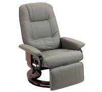 HomCom Fauteuil relax inclinable pivotant 360° - Repose-pieds réglable - Piètement bois - Gris G