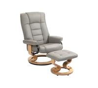 Fauteuil de relaxation inclinable HOMCOM avec repose-pied, pivotant, cadre en bois , revêtement synthétique gris