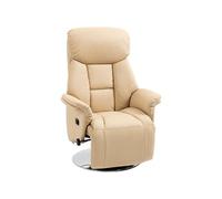 HOMCOM Fauteuil de Relaxation Fauteuil Relax de Salon inclinable pivotant Repose-Pied réglable accoudoirs, Chaise TV en Cuir synthétique, jusqu'à 150 kg, pour Salon, Chambre, Home cinéma, Beige