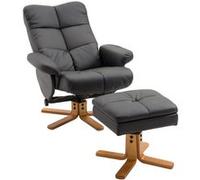 Fauteuil Relax Inclinable Style Contemporain Repose-Pieds Coffre Rangement Revêtement Synthétique Acier Bois Noir Noir