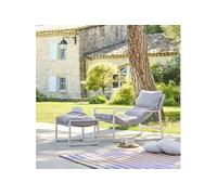 Fauteuil relax de jardin ""Lambinio"" blanc en aluminium en acier traité en epoxy - Hespéride
