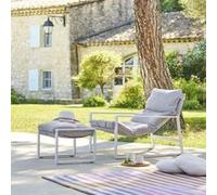 Fauteuil relax Lambinio avec repose pieds gris clair/blanc Hespéride G